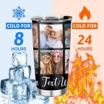 Personalized Tumbler Custom Vacuum Insulated Travel Mug Customizable Coffee Cup with Your Photos and Text Christmas Birthday Gift