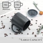 LINVIA Classic Mug, 14 oz Large Coffee Mug with Handle, Ceramic Porcelain Tea Cup, Smooth Matte (Sliding Lid, Black)