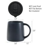 LINVIA Classic Mug, 14 oz Large Coffee Mug with Handle, Ceramic Porcelain Tea Cup, Smooth Matte (Sliding Lid, Black)