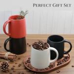 LINVIA Classic Mug, 14 oz Large Coffee Mug with Handle, Ceramic Porcelain Tea Cup, Smooth Matte (Sliding Lid, Black)