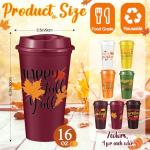 Pickmesh 28 Pack Fall Thanksgiving Reusable Coffee Cup Gifts 16 oz Thanksgiving Cups Pumpkin Tumblers with Lid Plastic Travel Coffee Mug for Hot and Cold Drinks Autumn Birthday Party Supplies