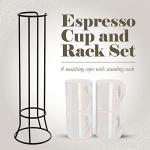 American Atelier Ceramic Mini Espresso Cups Set of 4, 3oz - Stackable Tiny Mugs for Small Shots of Coffee with Metal Stand - Use Demitasse Espresso Mug Racks for Any Kitchen or Café (Pearlized)