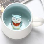Animal Inside Cup Owl Mugs 12 OZ Funny Coffee Mugs with Handle Cute Coffee Mugs Tea Cups with Spoon Kids Mugs Ceramic Cups Novelty Cups Gift for Women Friends Unique Coffee Mug for Birthday Party