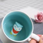 Animal Inside Cup Owl Mugs 12 OZ Funny Coffee Mugs with Handle Cute Coffee Mugs Tea Cups with Spoon Kids Mugs Ceramic Cups Novelty Cups Gift for Women Friends Unique Coffee Mug for Birthday Party