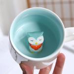 Animal Inside Cup Owl Mugs 12 OZ Funny Coffee Mugs with Handle Cute Coffee Mugs Tea Cups with Spoon Kids Mugs Ceramic Cups Novelty Cups Gift for Women Friends Unique Coffee Mug for Birthday Party