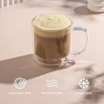 JoyJolt Haven Stackable Double Wall Glass Mugs, Set of 2 (13.5oz) Insulated Coffee Cups, Double Wall Glass Coffee Cups, Tea Cups, Latte Cups, Cappuccino Cups, Clear mugs set of 2