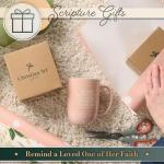 Christian Art Gifts Large Inspirational Scripture Ceramic Novelty Coffee & Tea Mug for Women: Began a Good Work Encouraging Bible Verse, Cute Laser Engraved Non-toxic Cup, Pink & White Floral, 15 oz.