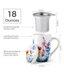 AmorArc Porcelain Tea Mug with Infuser and Lid, 18 Oz Tea Cup with Handle for Loose Leaf Tea, Gift for Tea Lovers of Men and Women
