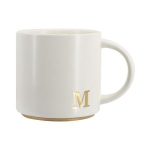 COLLECTIVE HOME - Monogram Ceramic Mugs, 15 oz Golden Initial Coffee Cups, Elegant Capital Alphabet Tea Mugs, Elegant Personalized Mug with Gift Box, Luxurious Cups for Office and Home (M)