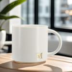 COLLECTIVE HOME - Monogram Ceramic Mugs, 15 oz Golden Initial Coffee Cups, Elegant Capital Alphabet Tea Mugs, Elegant Personalized Mug with Gift Box, Luxurious Cups for Office and Home (M)