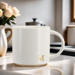COLLECTIVE HOME - Monogram Ceramic Mugs, 15 oz Golden Initial Coffee Cups, Elegant Capital Alphabet Tea Mugs, Elegant Personalized Mug with Gift Box, Luxurious Cups for Office and Home (M)