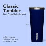Corkcicle Classic Triple Insulated Coffee Mug with Lid, Gloss Midnight Navy, 24 oz – Stainless Steel Travel Tumbler Keeps Beverages Cold 9+hrs, Hot 3hrs – Cupholder Friendly Travel Coffee Tumbler