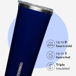 Corkcicle Classic Triple Insulated Coffee Mug with Lid, Gloss Midnight Navy, 24 oz – Stainless Steel Travel Tumbler Keeps Beverages Cold 9+hrs, Hot 3hrs – Cupholder Friendly Travel Coffee Tumbler