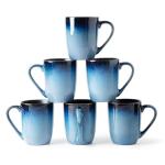 MONITO 14 OZ Coffee Mugs Set of 6, Modern Large Ceramic Coffee Mugs Set with handle for Tea/Latte/Milk/Cocoa, Funny Tea Cups for Office and Home, Engagement Gifts…