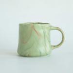 DELIGHTS GALORE Abstract Art Ceramic Coffee Mugs Set - 1 Pack, Mint Green with Red and White Accents, Handcrafted Design for Modern Kitchen or Office