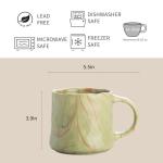 DELIGHTS GALORE Abstract Art Ceramic Coffee Mugs Set - 1 Pack, Mint Green with Red and White Accents, Handcrafted Design for Modern Kitchen or Office