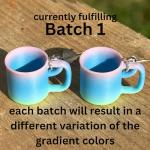 3D Print Mug Earrings and accessories for women and girls coffee caffeine lovers enthusiasts quirky modern contemporary artsy adorable mini tiny cute unique (Gradient Pink-Green-Blue (Batch 1))
