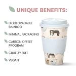 The future is bamboo - Reusable Coffee Cup Eco Friendly Bamboo Fibe Coffee Tumbler and Travel Mug with Leak-Proof Cup Cover, 16oz, Take Your Time | Organic Bamboo Fiber