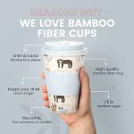 The future is bamboo - Reusable Coffee Cup Eco Friendly Bamboo Fibe Coffee Tumbler and Travel Mug with Leak-Proof Cup Cover, 16oz, Take Your Time | Organic Bamboo Fiber