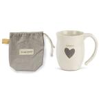 DEMDACO Happy Heart Cream Inspirational 16 ounce Ceramic Stoneware Coffee Mug
