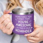 Gossby Thank You Gift for Women - 14oz Insulated Tumbler Mug with Lid, Straw - Sometimes You Forget You're Awesome - Appreciation, Inspirational Cheer Up Gift for Teacher, Boss, Coworker, Friend