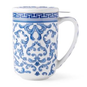 AmorArc Porcelain Tea Mug with Infuser and Lids, 18 Oz Large Cup Strainer with Bag Holder for Loose Leaf Tea, Steeping Coffee Mug for House-Warming Wedding Birthday Gift