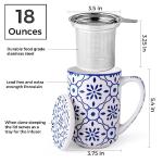 AmorArc Porcelain Tea Mug with Infuser and Lids, 18 Oz Large Cup Strainer with Bag Holder for Loose Leaf Tea, Steeping Coffee Mug for House-Warming Wedding Birthday Gift