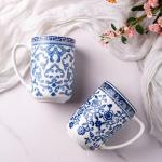 AmorArc Porcelain Tea Mug with Infuser and Lids, 18 Oz Large Cup Strainer with Bag Holder for Loose Leaf Tea, Steeping Coffee Mug for House-Warming Wedding Birthday Gift