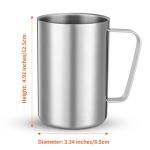 Bidponds 2 Pcs 16.9oz/500ml Stainless Steel Mug, Camping Mug, Double Wall Vacuum Insulated Mug, Suitable for Coffee, Milk,Juice,Tea and other Cold or Hot Drinks