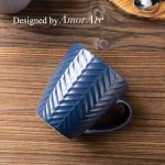 AmorArc 15oz Ceramic Coffee Mugs Set of 6, Large Stoneware Coffee Cups for Men Women Dad Mom, Dishwasher&Microwave Safe Mugs with Textured Patterns for Latte/Cappuccino/Cocoa, Multi-Color