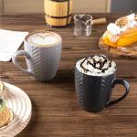 AmorArc 15oz Ceramic Coffee Mugs Set of 6, Large Stoneware Coffee Cups for Men Women Dad Mom, Dishwasher&Microwave Safe Mugs with Textured Patterns for Latte/Cappuccino/Cocoa, Multi-Color