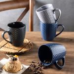 AmorArc 15oz Ceramic Coffee Mugs Set of 6, Large Stoneware Coffee Cups for Men Women Dad Mom, Dishwasher&Microwave Safe Mugs with Textured Patterns for Latte/Cappuccino/Cocoa, Multi-Color