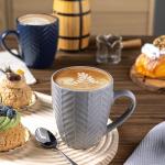 AmorArc 15oz Ceramic Coffee Mugs Set of 6, Large Stoneware Coffee Cups for Men Women Dad Mom, Dishwasher&Microwave Safe Mugs with Textured Patterns for Latte/Cappuccino/Cocoa, Multi-Color