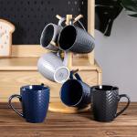 AmorArc 15oz Ceramic Coffee Mugs Set of 6, Large Stoneware Coffee Cups for Men Women Dad Mom, Dishwasher&Microwave Safe Mugs with Textured Patterns for Latte/Cappuccino/Cocoa, Multi-Color