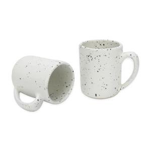 roro Handmade Ceramic Mug 12 oz, Semi Matte White Speckled, 3 Inches High with Handle - Perfect Coffee, Tea, and Hot Beverage Mug for Daily Use