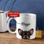 Custom Lovely Black Tan Chihuahua Coffee Mug - Pet Lovers White Cup, Personalized Dog Owner Ceramic Cup, Animal Themed Gift for Boy Girl, Customized Name Chihuahua 11oz 15oz