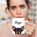 Custom Lovely Black Tan Chihuahua Coffee Mug - Pet Lovers White Cup, Personalized Dog Owner Ceramic Cup, Animal Themed Gift for Boy Girl, Customized Name Chihuahua 11oz 15oz