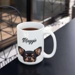 Custom Lovely Black Tan Chihuahua Coffee Mug - Pet Lovers White Cup, Personalized Dog Owner Ceramic Cup, Animal Themed Gift for Boy Girl, Customized Name Chihuahua 11oz 15oz