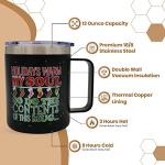 ROCKY LEAF Christmas Mugs Set of 2-12 Oz Double Wall Stainless Steel Insulated Holiday Coffee Mugs with Handle and Stronghold Lid- Ideal Gift for Coffee Lovers, Family and Friends