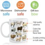 Novelty Sheep Coffee Mug Gifts for Farm Animal Lover, Breeds of Sheep Coffee Mug 11oz, Sheep Stuffs, Sheep Coffee Mug Gifts for Women, Sheep Themed Gifts, Funny Sheep Mug Gifts for Sheep Lover