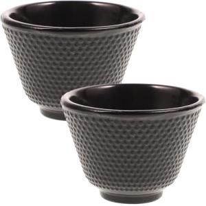 UPKOCH Retro Tea Cup Set 2 Pcs Cast Iron Teacups Japanese Style Unique Hammered Design Perfect for Home and Tea House 3.4Oz