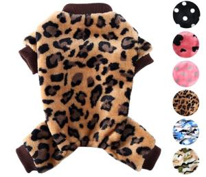 Dog Pajamas for Small Dogs Girl Boy Winter Onesies Pjs Cold Weather Puppy 4 Legged Sweater Clothes for Chihuahua Yorkie Teacup Jumpsuit Cute Pet Outfits Apparel Coats (Leopard, Medium)