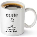 This Is Bob Funny Stickman Figure Coffee Mug - Bob Has No Arms Adult Humor Mug for Him Husband Boyfriend Gift Idea - Hilarious Birthday Presents for Office Coworker or Dad - 11 oz White Novelty Cup