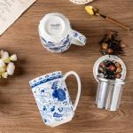 GBHOME Tea Mug with Infuser and Lid, 18 Ounce Large Ceramic Loose Leaf Cup, Microwave, Dishwasher Safe, Perfect For Tea Lovers