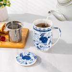 GBHOME Tea Mug with Infuser and Lid, 18 Ounce Large Ceramic Loose Leaf Cup, Microwave, Dishwasher Safe, Perfect For Tea Lovers