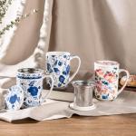 GBHOME Tea Mug with Infuser and Lid, 18 Ounce Large Ceramic Loose Leaf Cup, Microwave, Dishwasher Safe, Perfect For Tea Lovers