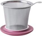 Yundu 12 OZ Matte Purple Ceramics Teacup with Infuser and Lid, Mug with Lid for Steeping - Stainless Steel Infuser for Loose Leaf Tea, Home Office Gift for Tea Lovers