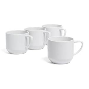 over&back Coupe Porcelain Coffee Mugs - 4-Piece Mug Set - Enjoy the Perfect Cup of Coffee, Tea, Latte, and More - Glossy White - 14 Oz