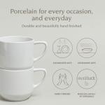over&back Coupe Porcelain Coffee Mugs - 4-Piece Mug Set - Enjoy the Perfect Cup of Coffee, Tea, Latte, and More - Glossy White - 14 Oz