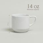 over&back Coupe Porcelain Coffee Mugs - 4-Piece Mug Set - Enjoy the Perfect Cup of Coffee, Tea, Latte, and More - Glossy White - 14 Oz